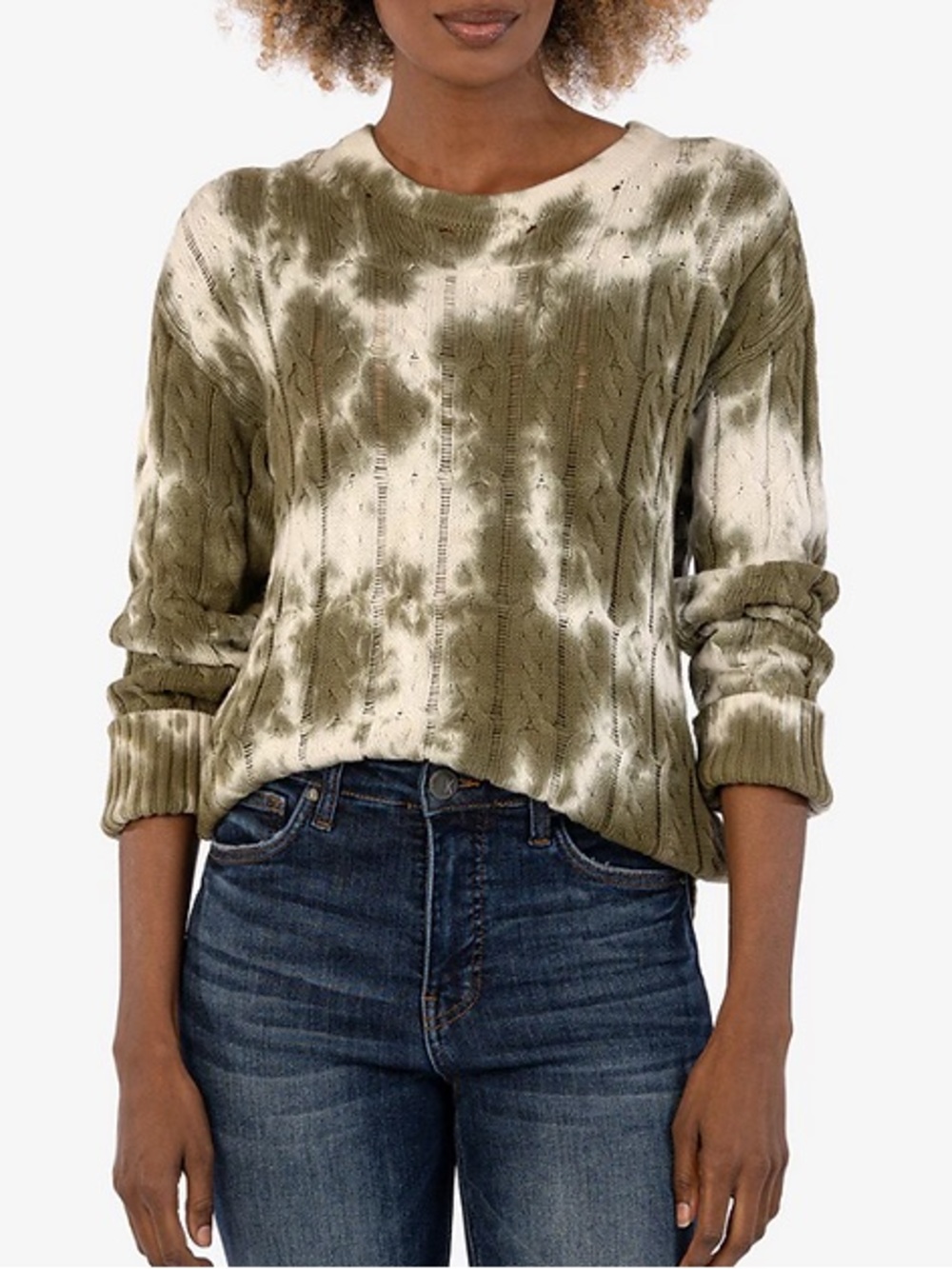 Kut From The Kloth Celia Tie Dye Cable Knit Sweater Size Medium